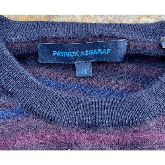 Patrick Assaraf Striped Wool Crewneck Sweater. - Picture 3 of 6